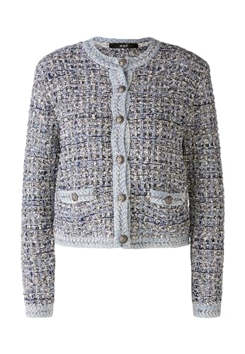 Oui Damen Strickjacke Baumwollmischung schmal geschnitten Sonstige Freizeit, Festlich Rundhals Blende Baumwollmischung von Oui