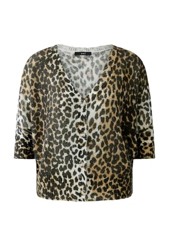 Oui Damen Strickjacke mit Wolle lässig geschnitten Animalprint von Oui