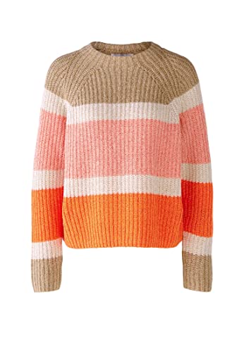 Oui Damen Strickpullover in Baumwollmischung lässig geschnitten Gestreift Freizeit Rundhals ohne Kragen Baumwollmischung von Oui