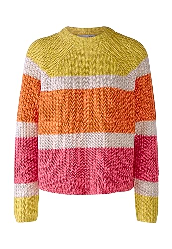 Oui Damen Strickpullover in Baumwollmischung lässig geschnitten Gestreift Freizeit Rundhals ohne Kragen Baumwollmischung von Oui