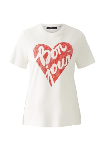 Oui Damen T-Shirt 100% Biobaumwolle gerade geschnitten Platziertes Motiv von Oui
