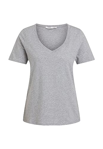 Oui Damen T-Shirt Carli 100% Bio-Baumwolle gerade geschnitten Uni Freizeit, Lounge/Homewear V-Ausschnitt Blende Baumwolle von Oui