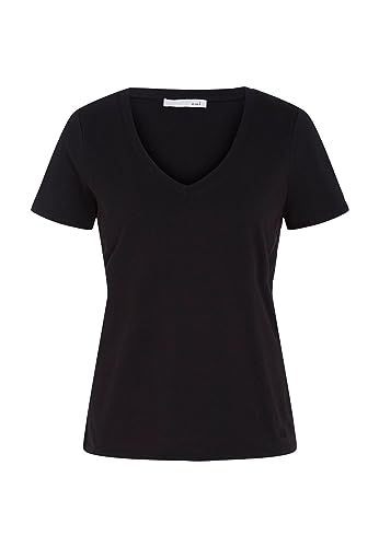 Oui Damen T-Shirt Carli 100% Bio-Baumwolle gerade geschnitten Uni Freizeit, Lounge/Homewear V-Ausschnitt Blende Baumwolle von Oui