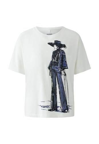 Oui Damen T-Shirt Oversized geschnitten Platziertes Motiv von Oui