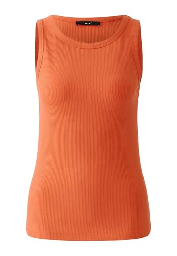 Oui Damen Top FILIZ elastische Viskoserippe schmal geschnitten Uni von Oui