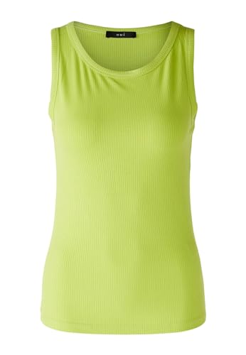 Oui Damen Top elastische Viskoserippe schmal geschnitten Uni Freizeit, Lounge/Homewear Rundhals Blende Viskosemischung von Oui