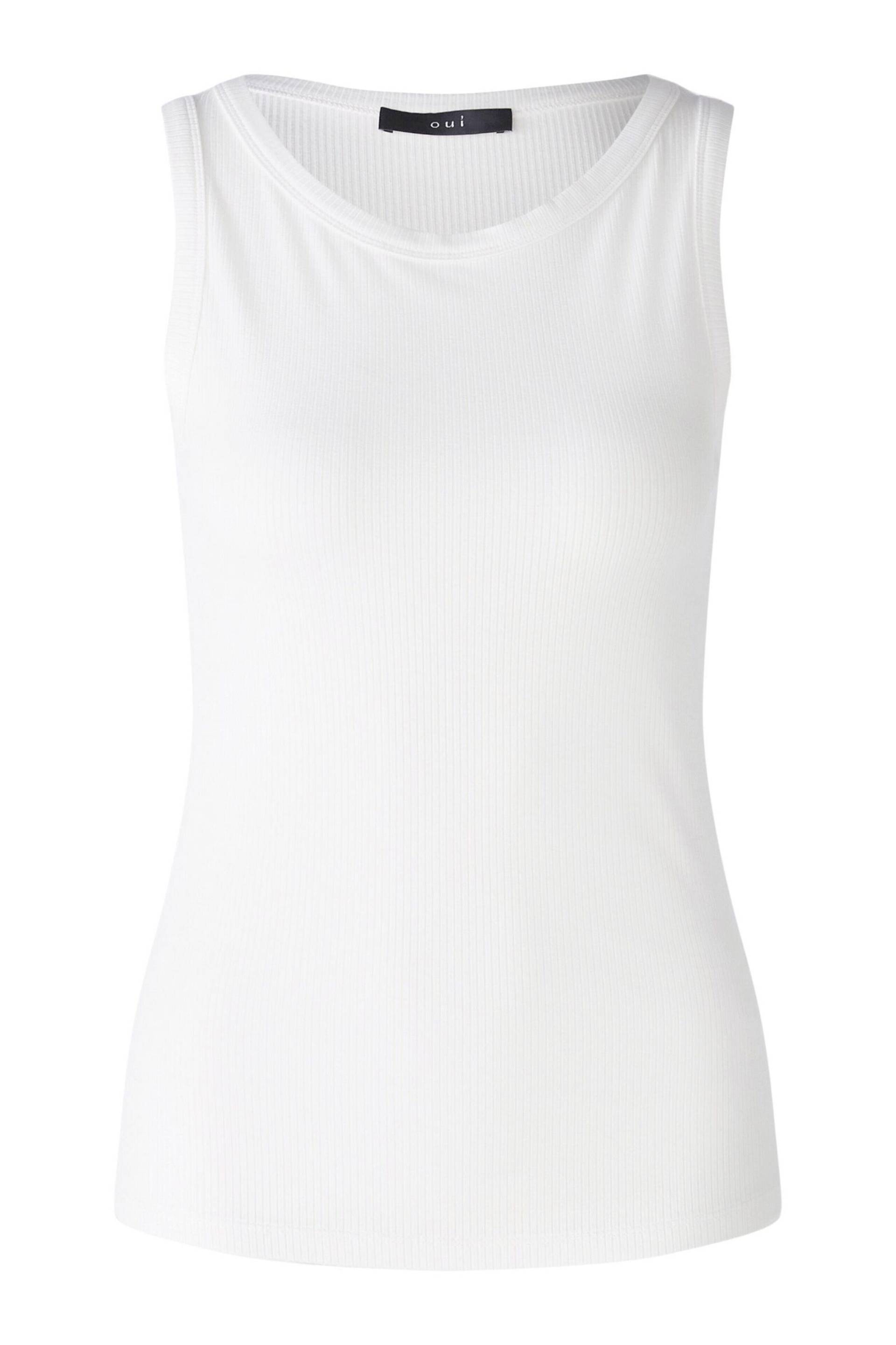 Oui - FILIZ Top elastische Viskoserippe optic white - Gr. - 36 von Oui