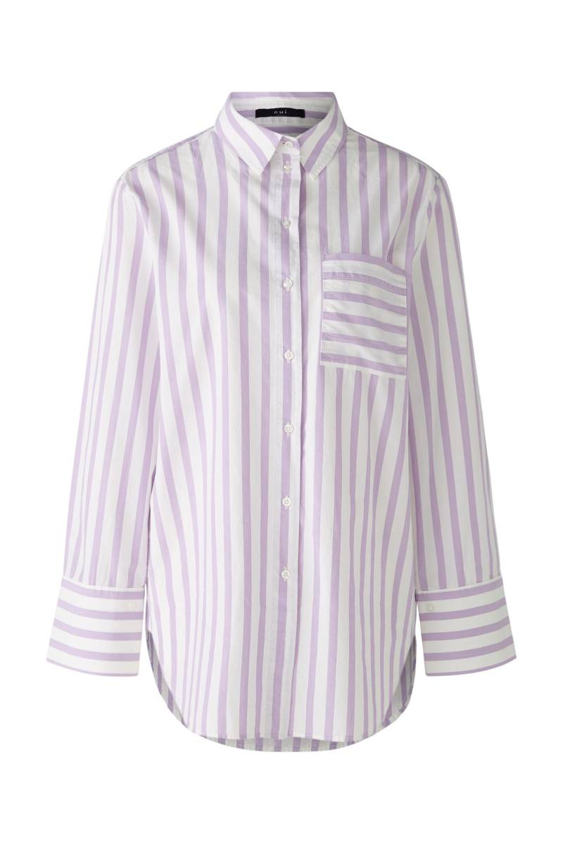 Oui - Hemdbluse reine Baumwolle white violett - Gr. - 38 von Oui