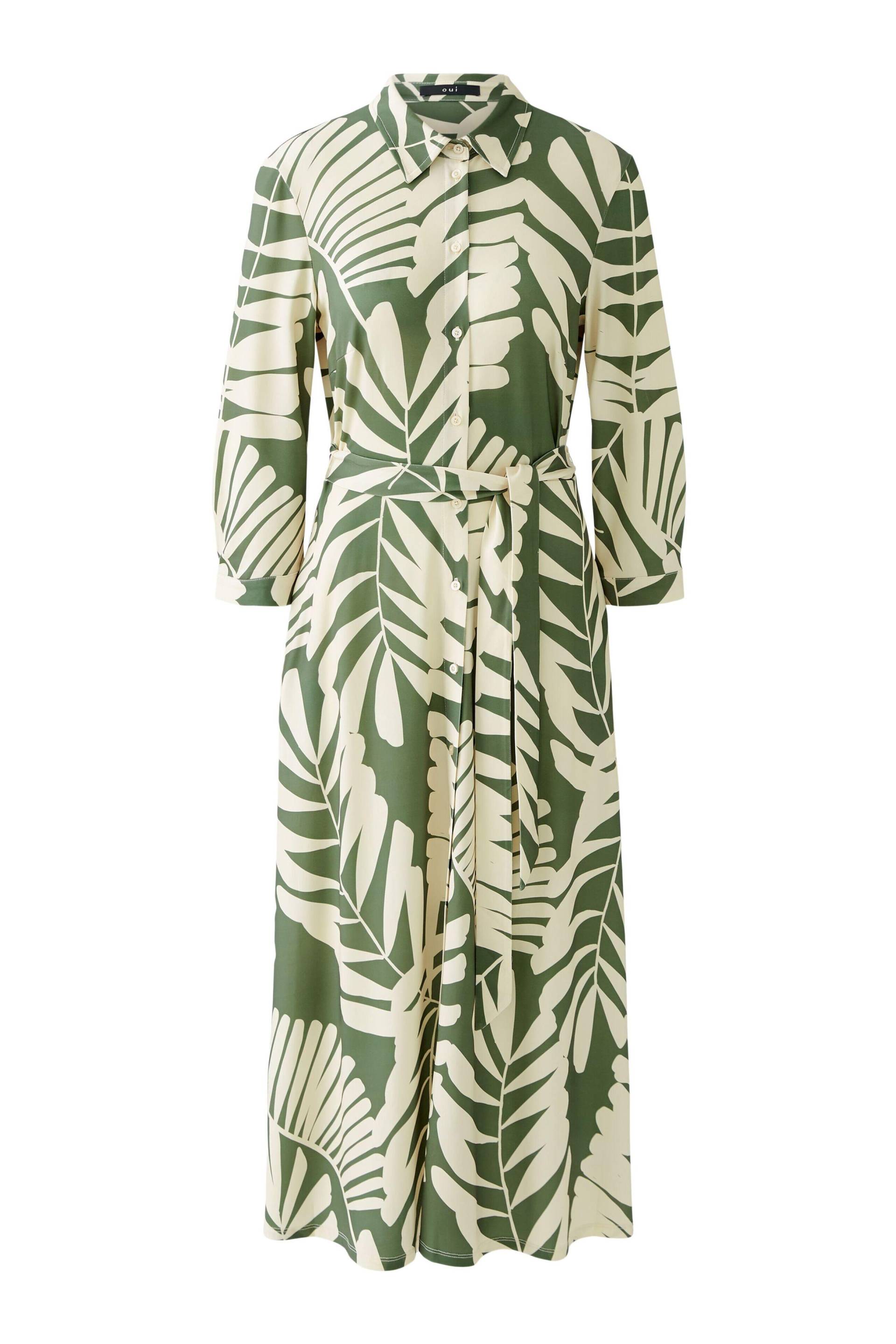 Oui - Hemdblusenkleid Silky Touch green white - Gr. - 38 von Oui