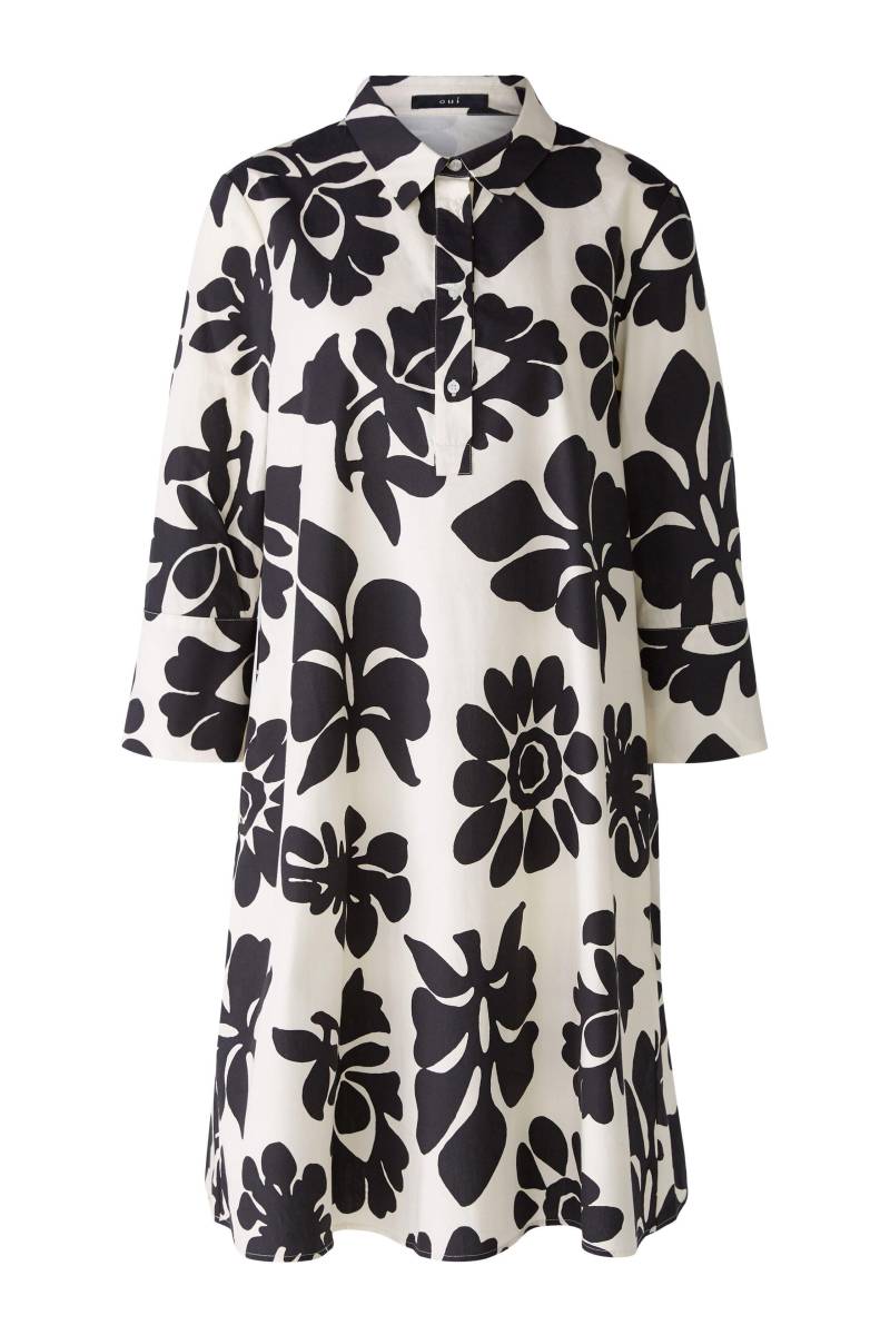 Oui - Hemdblusenkleid reine Baumwolle offwhite black - Gr. - 36 von Oui