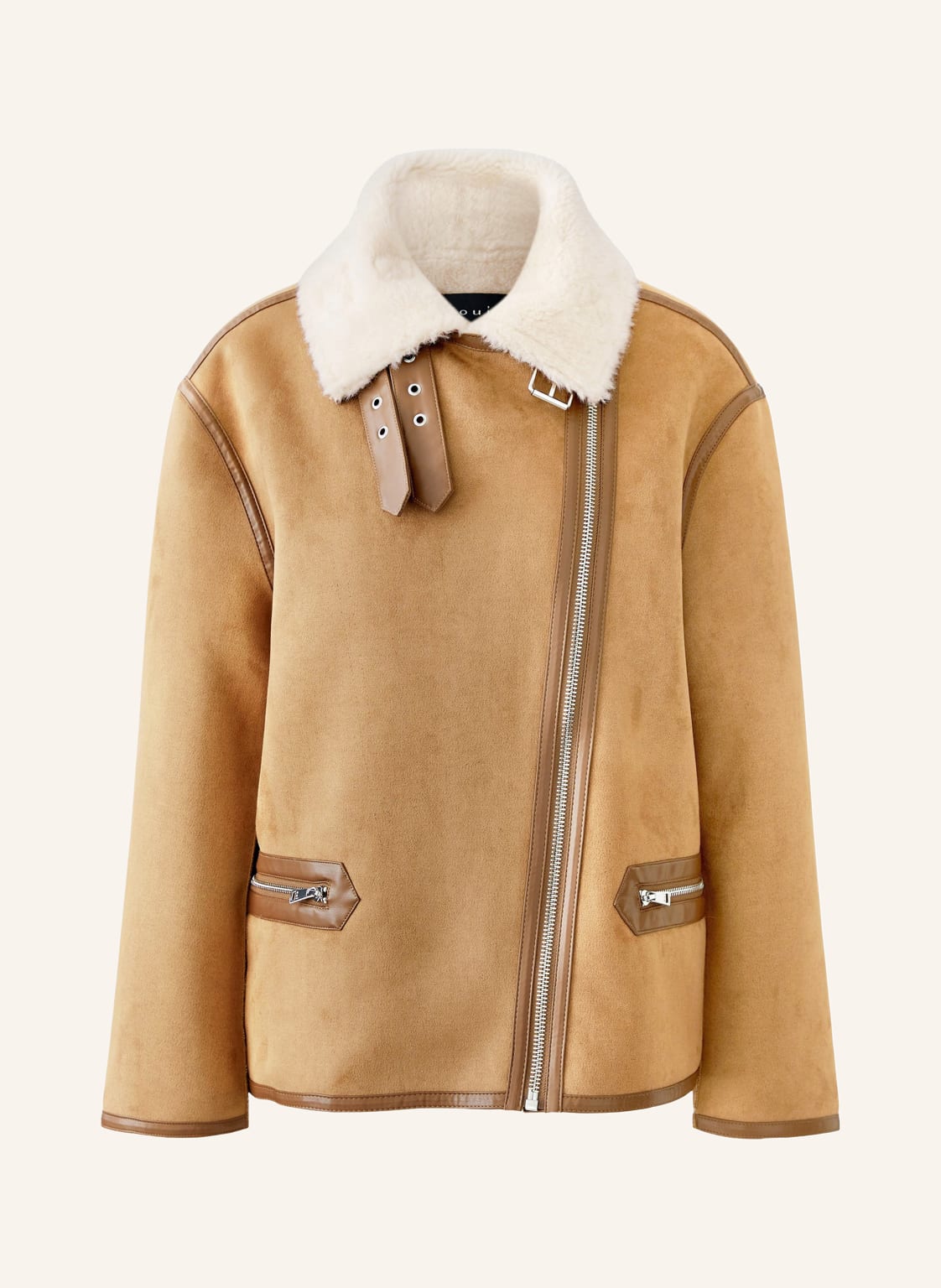 Oui Jacke In Lederoptik Mit Kunstfell braun von Oui