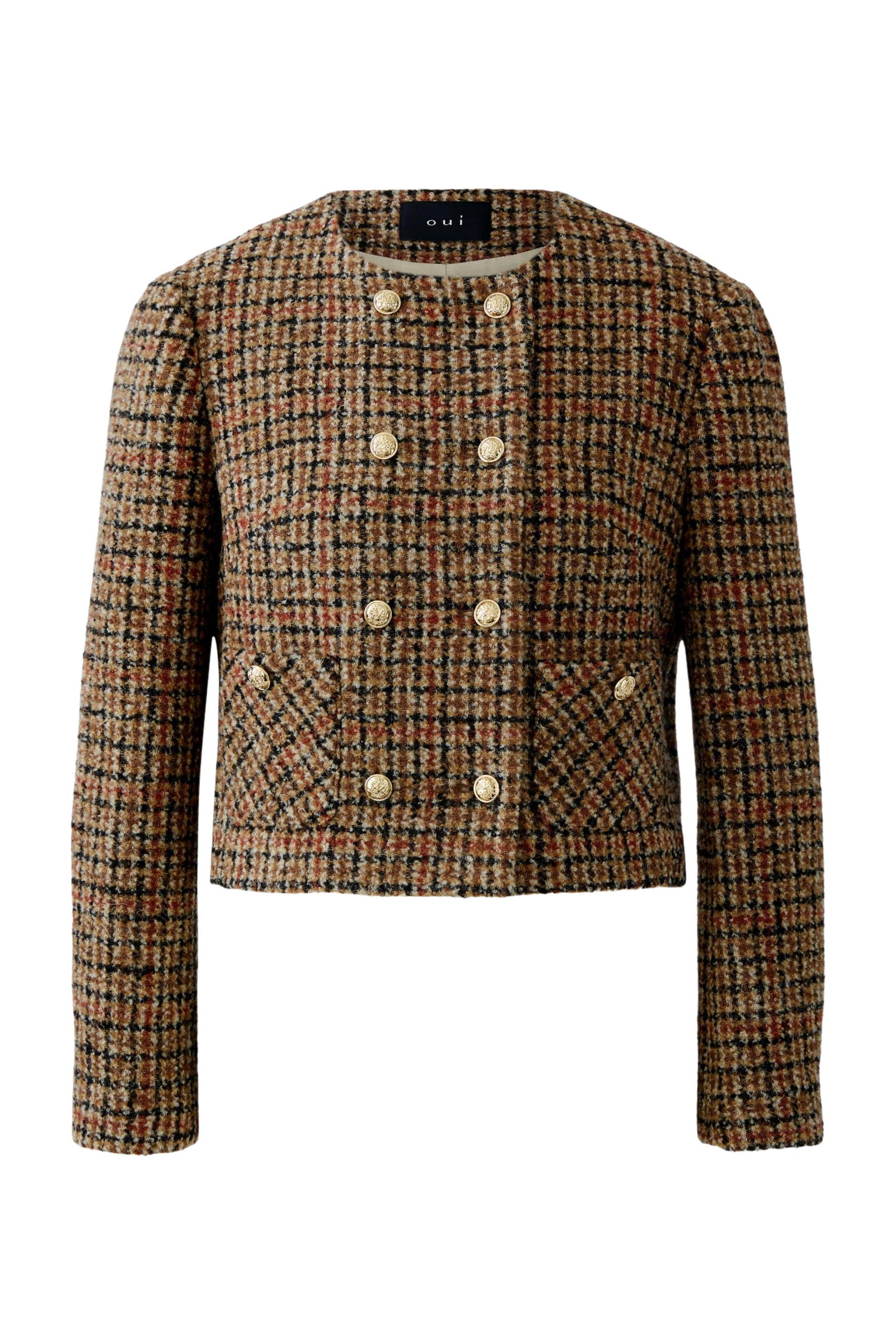 Oui - Jacke dk camel black - Gr. - 40 von Oui