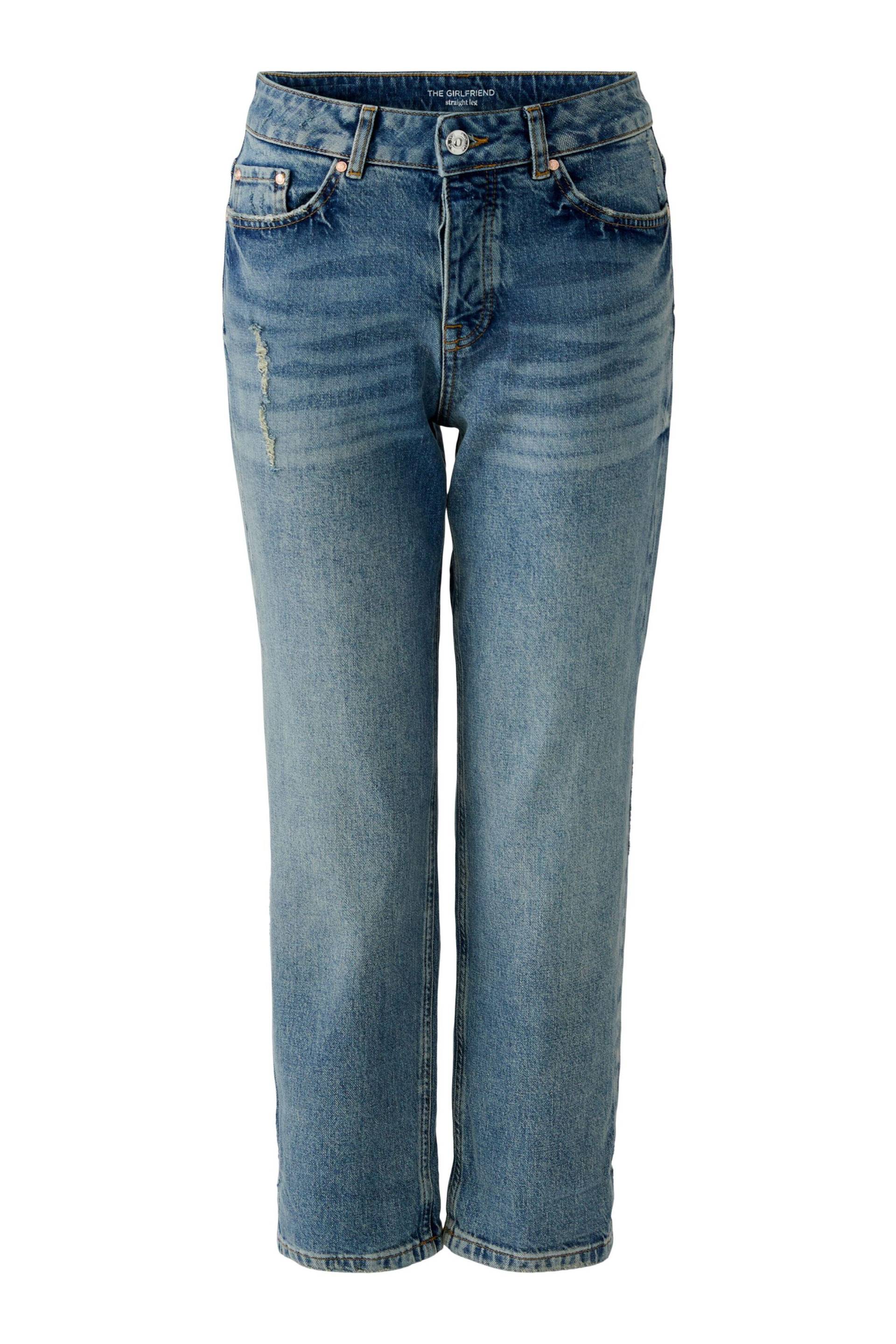 Oui - Jeans THE GIRLFRIEND Straight Fit, cropped blue - Gr. - 40 von Oui