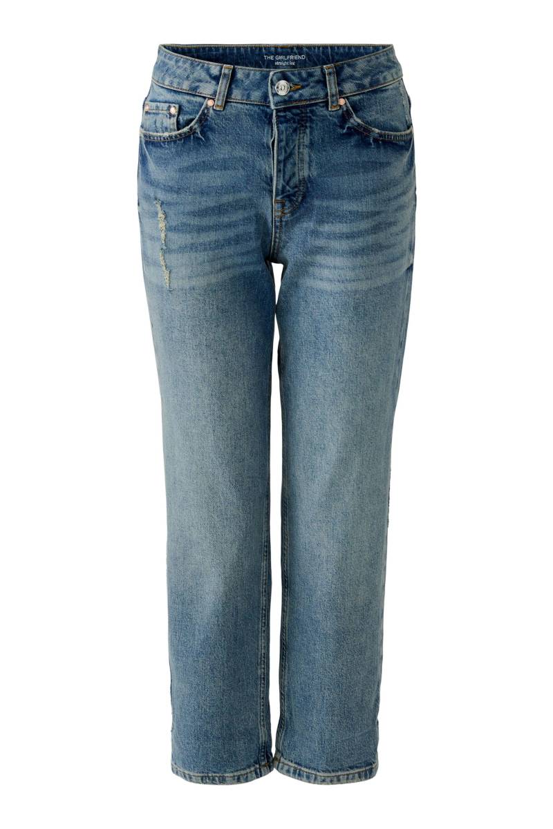 Oui - Jeans THE GIRLFRIEND Straight Fit, cropped blue - Gr. - 42 von Oui