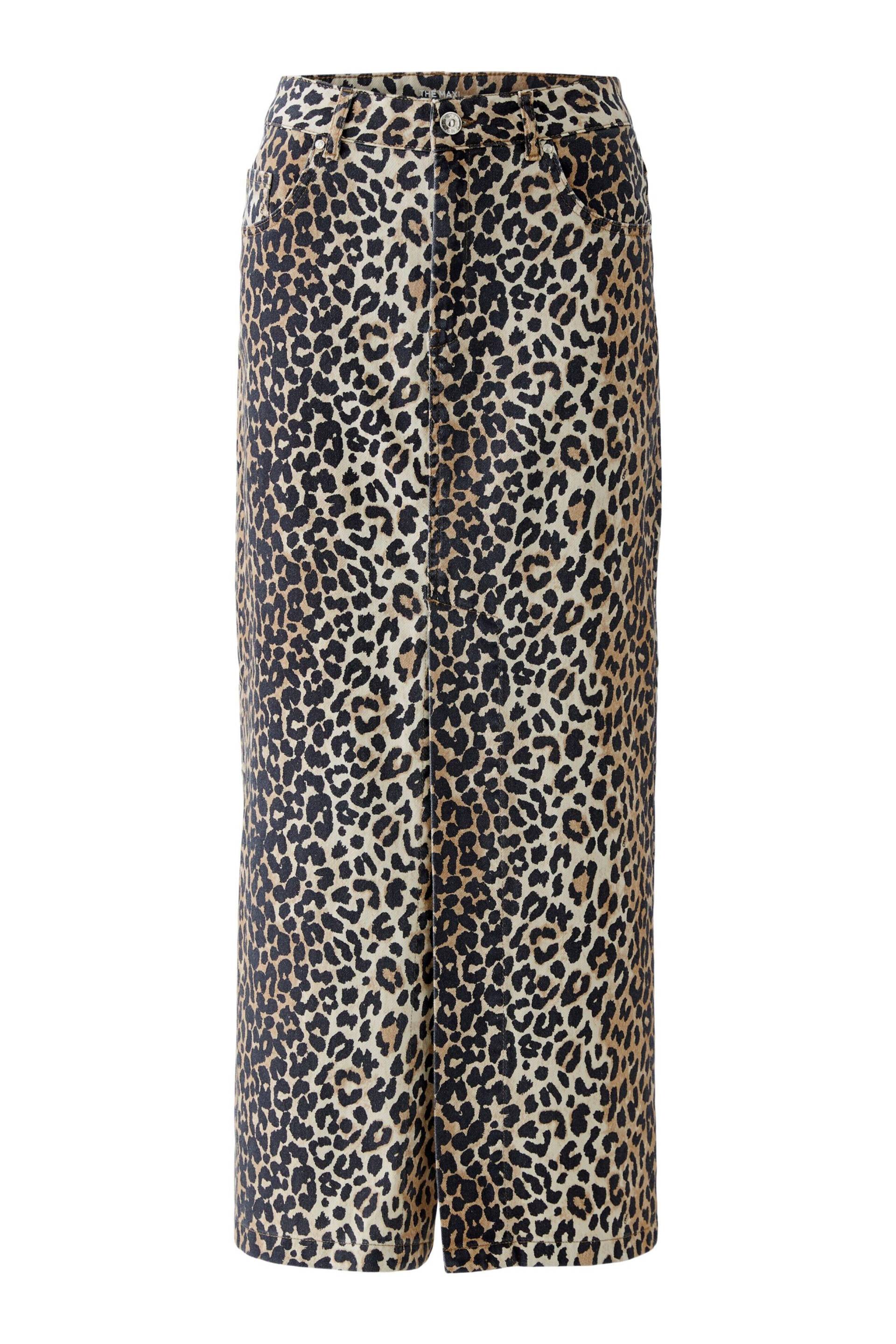 Oui - Jeansrock THE MAXI mid waist dk camel black - Gr. - 40 von Oui