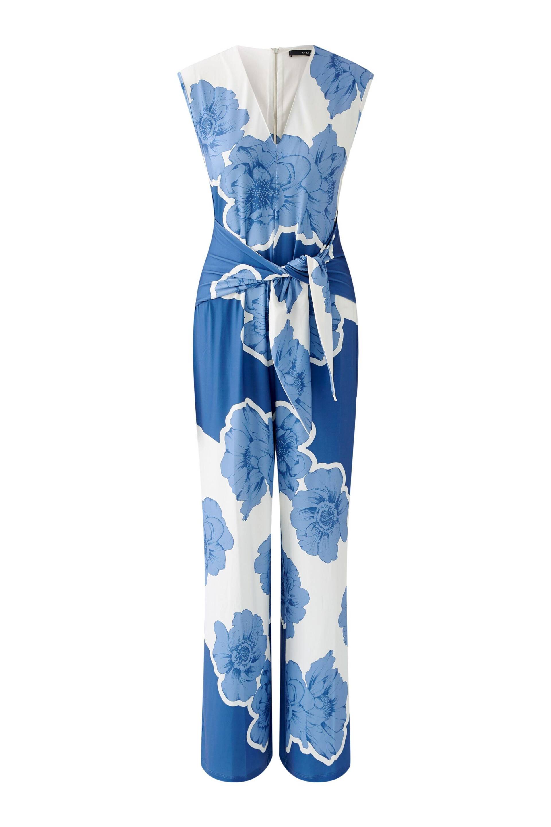 Oui - Jumpsuit Silky Touch Qualität blue white - Gr. - 42 von Oui