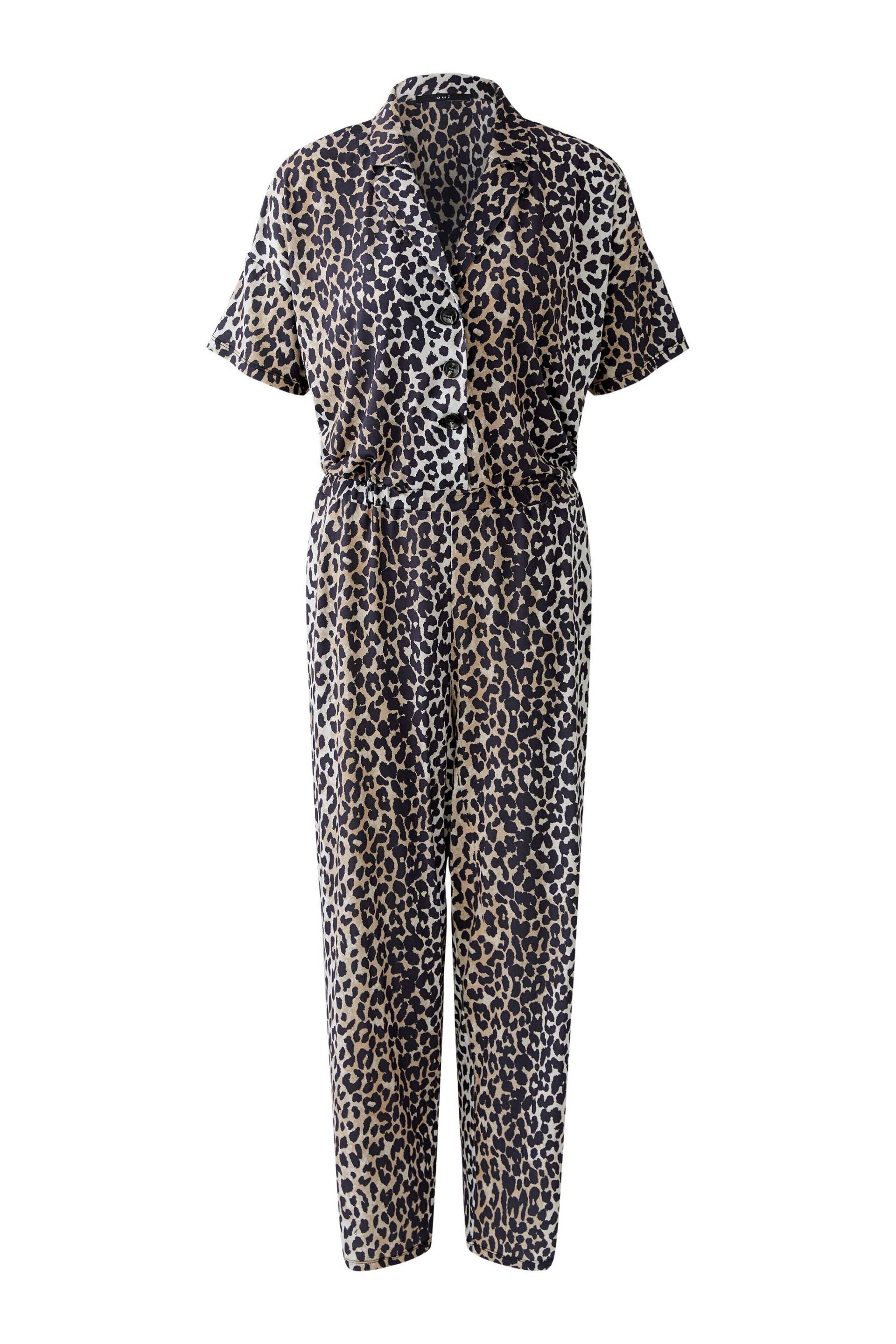 Oui - Jumpsuit Silky Touch Qualität dk camel black - Gr. - 34 von Oui