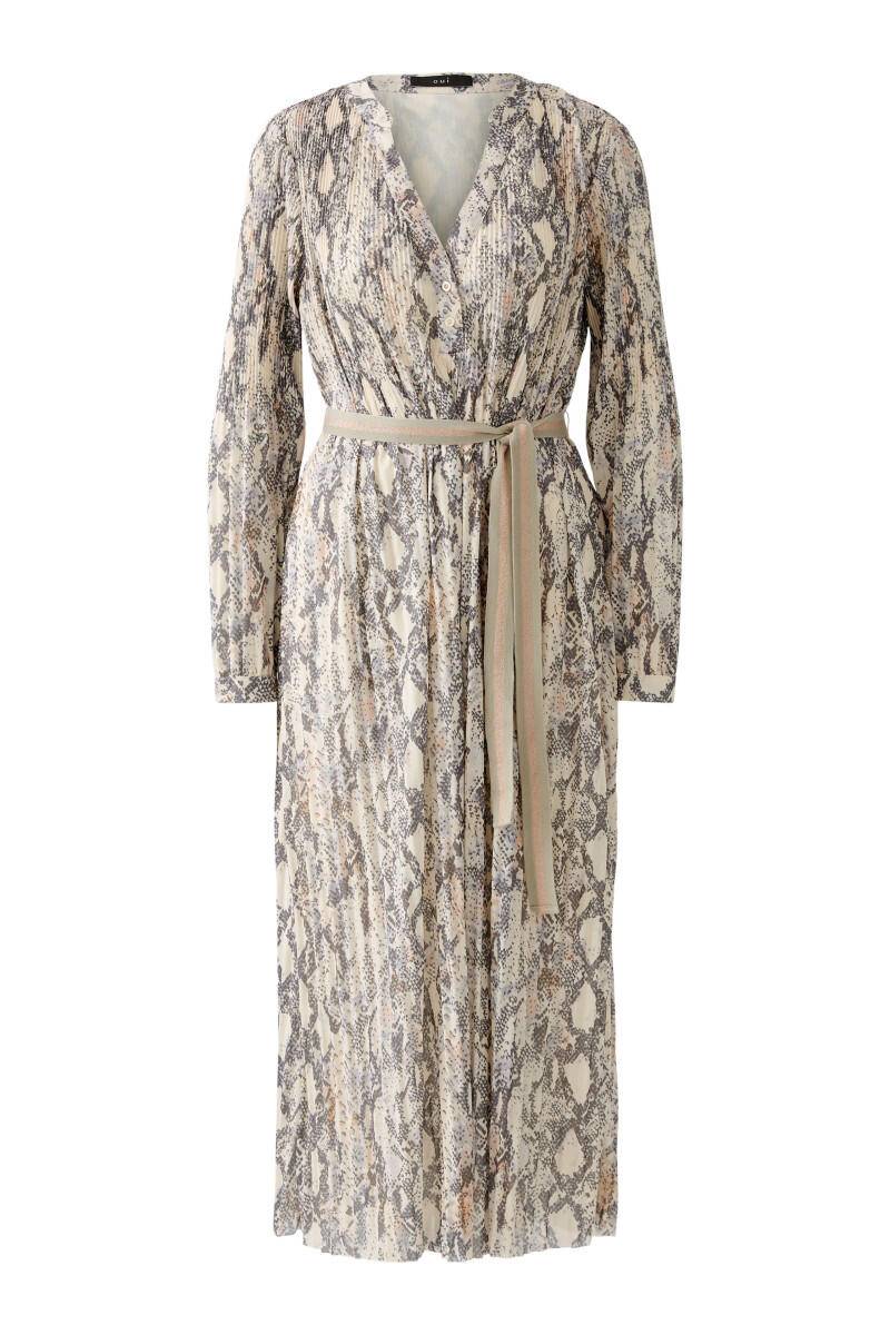 Oui - Kleid mit Snake Print beige - Gr. - 42 von Oui