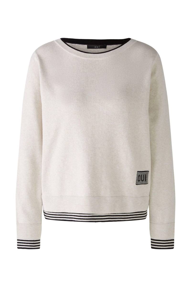 Oui - LEEZA Pullover reine Baumwolle white black - Gr. - 42 von Oui