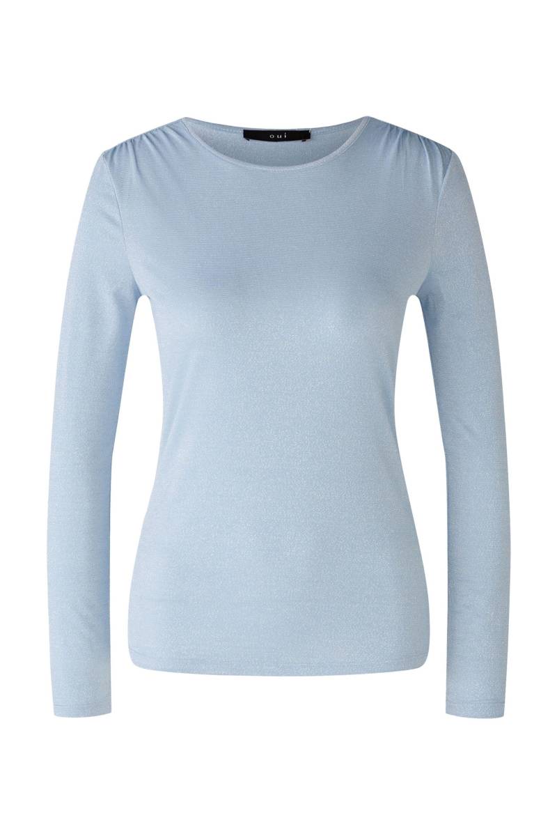 Oui - Langarmshirt Viskose-Glanzmischung sky blue - Gr. - 40 von Oui