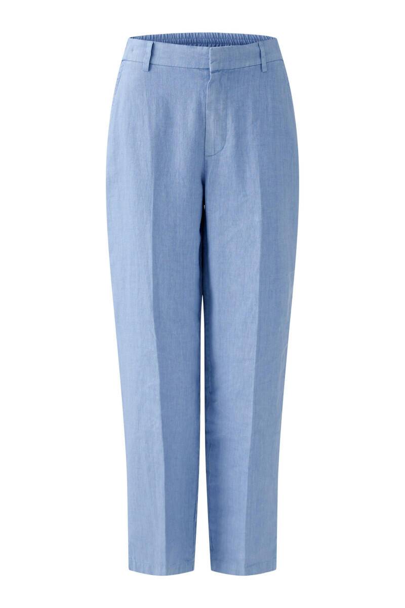 Oui - Leinenhose Mid Waist - Tappered Fit blau - Gr. - 36 von Oui