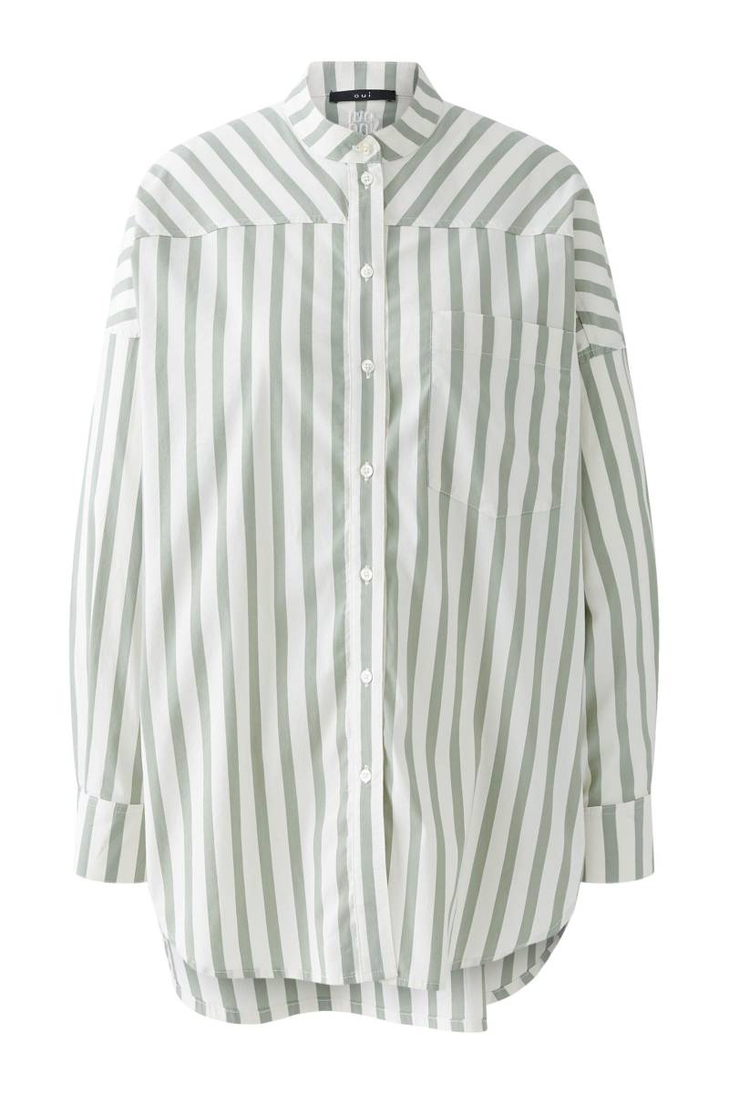 Oui - Longbluse Baumwollmischung green white - Gr. - 36 von Oui