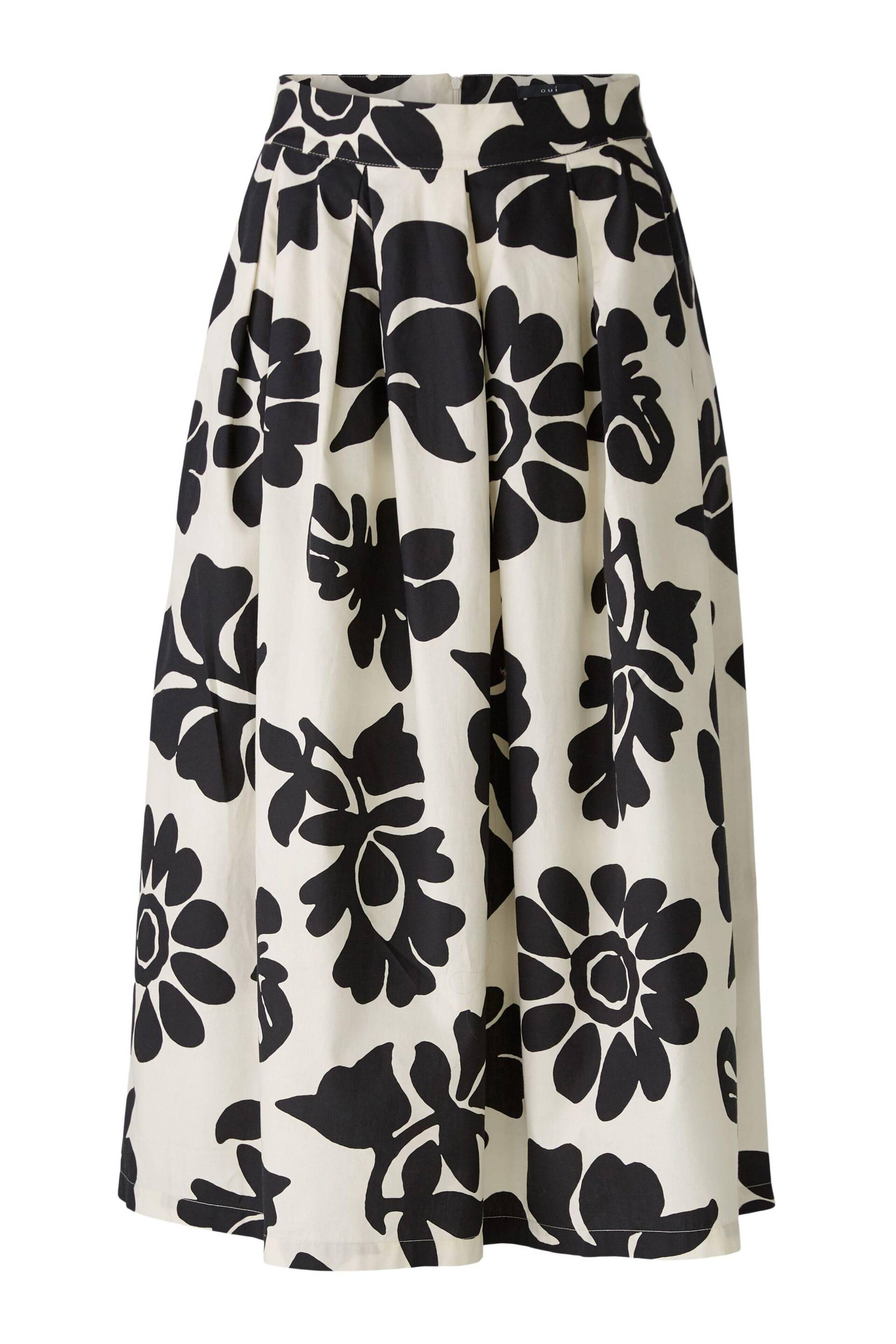 Oui - Midirock reine Baumwolle offwhite black - Gr. - 42 von Oui