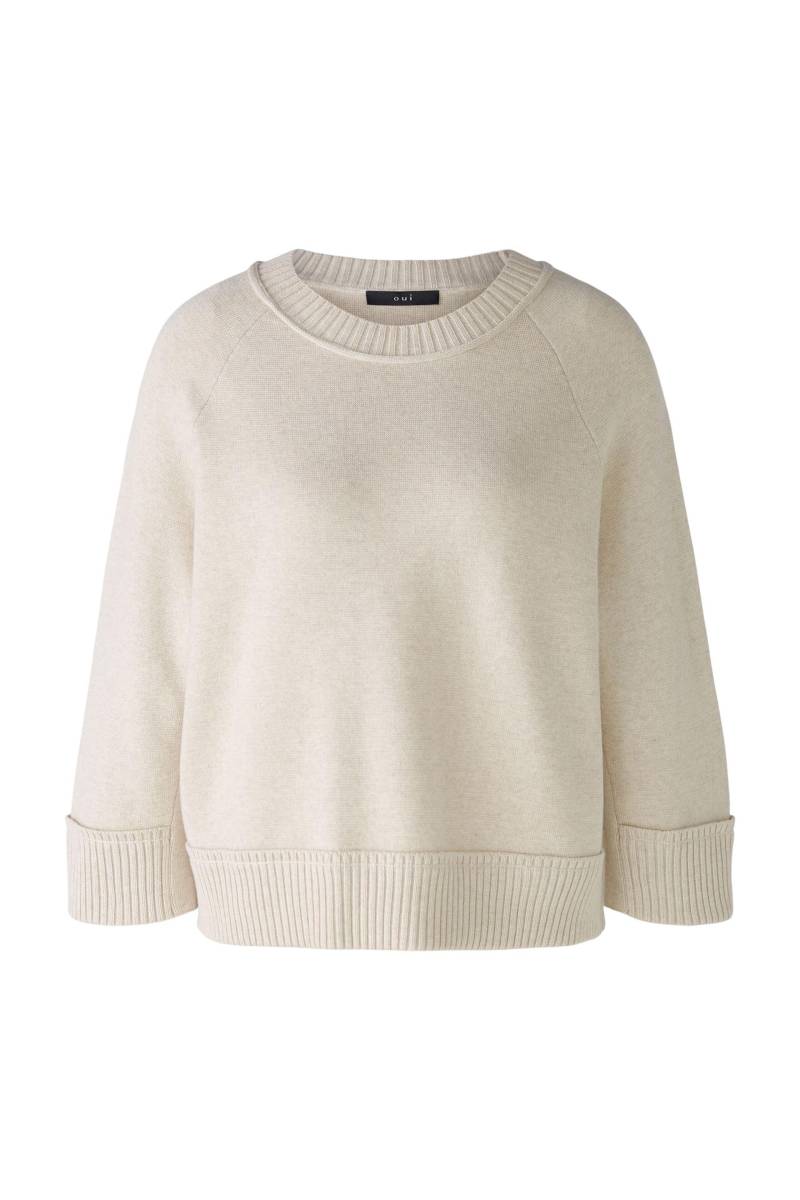 Oui - Pullover Baumwollmischung light beige mel - Gr. - 34 von Oui