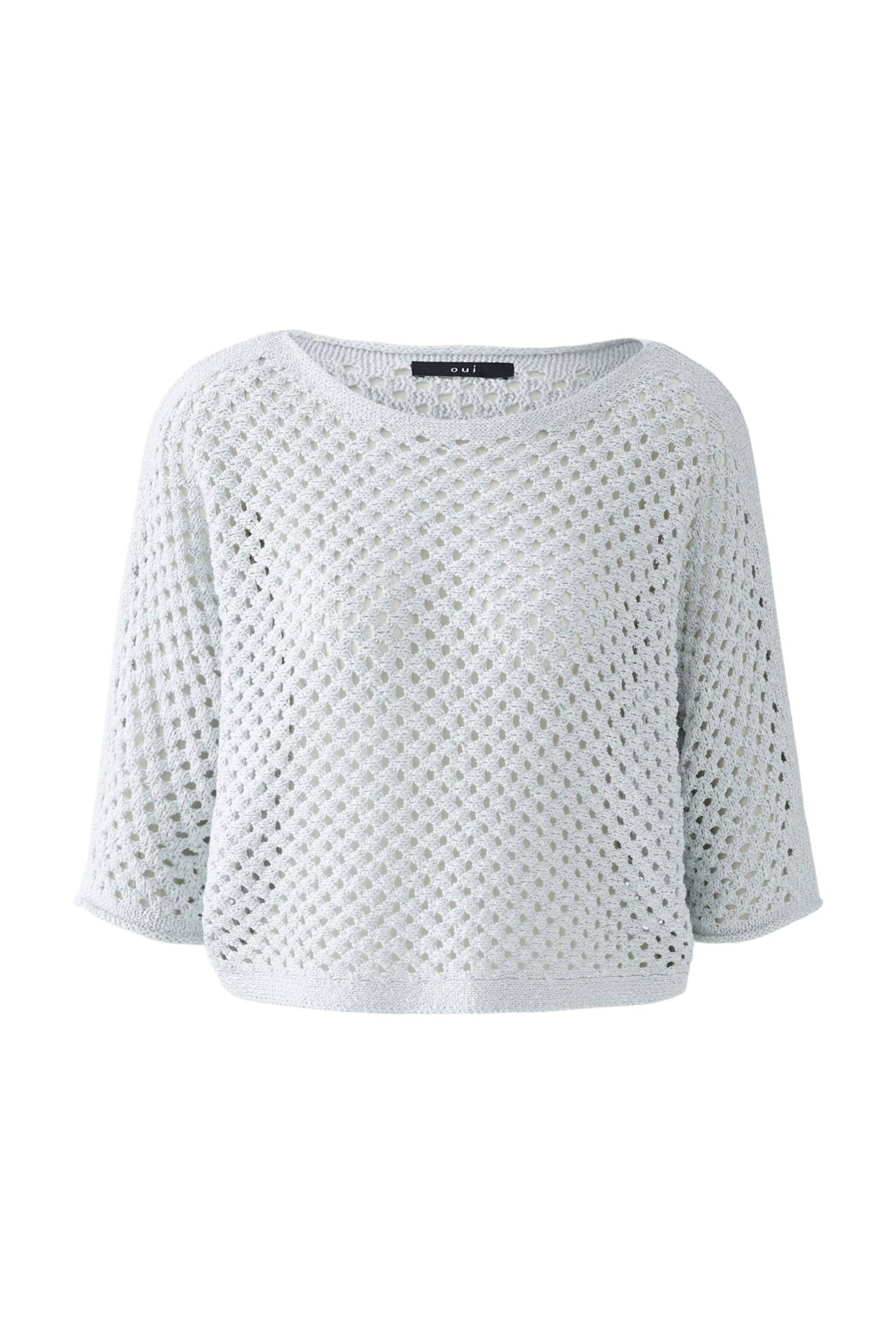 Oui - Pullover Baumwollmischung mit Glanzgarn silver - Gr. - 36 von Oui