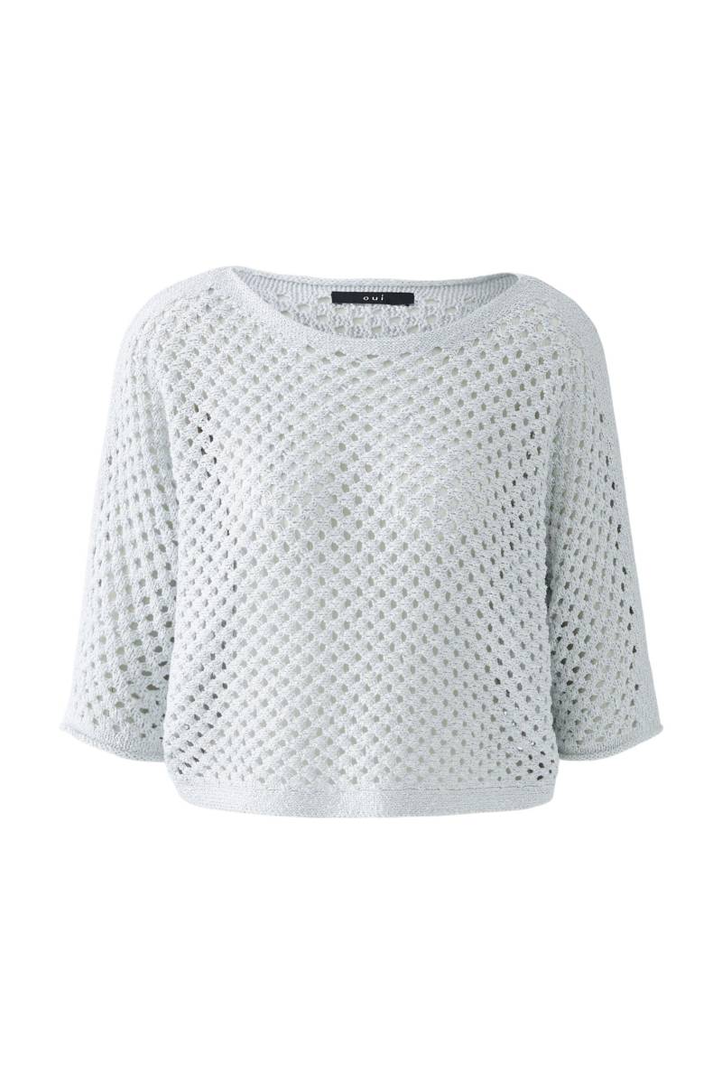 Oui - Pullover Baumwollmischung mit Glanzgarn silver - Gr. - 44 von Oui