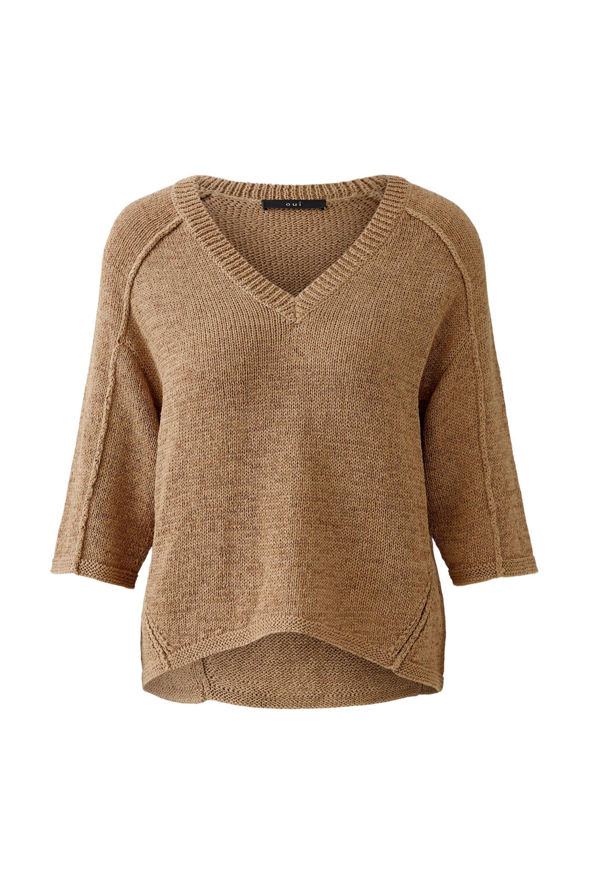 Oui - Pullover Baumwollmischung mit Leinen salty caramel - Gr. - 42 von Oui