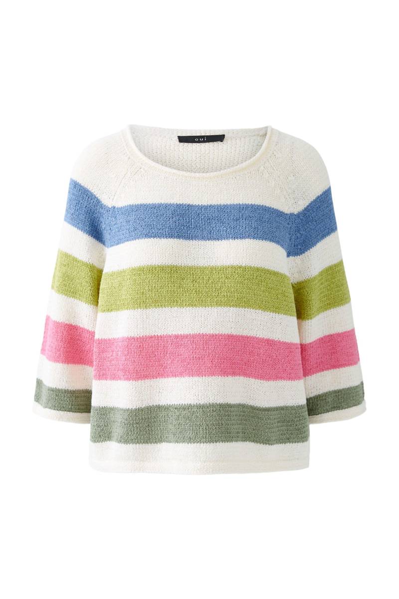 Oui - Pullover Baumwollmischung white green - Gr. - 46 von Oui