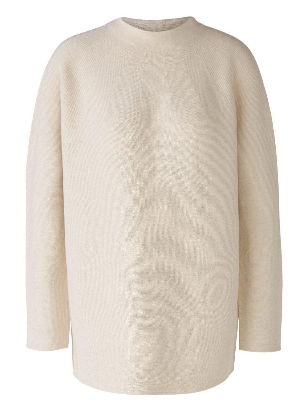 Oui Pullover Damen Baumwolle Rundhals, beige von Oui