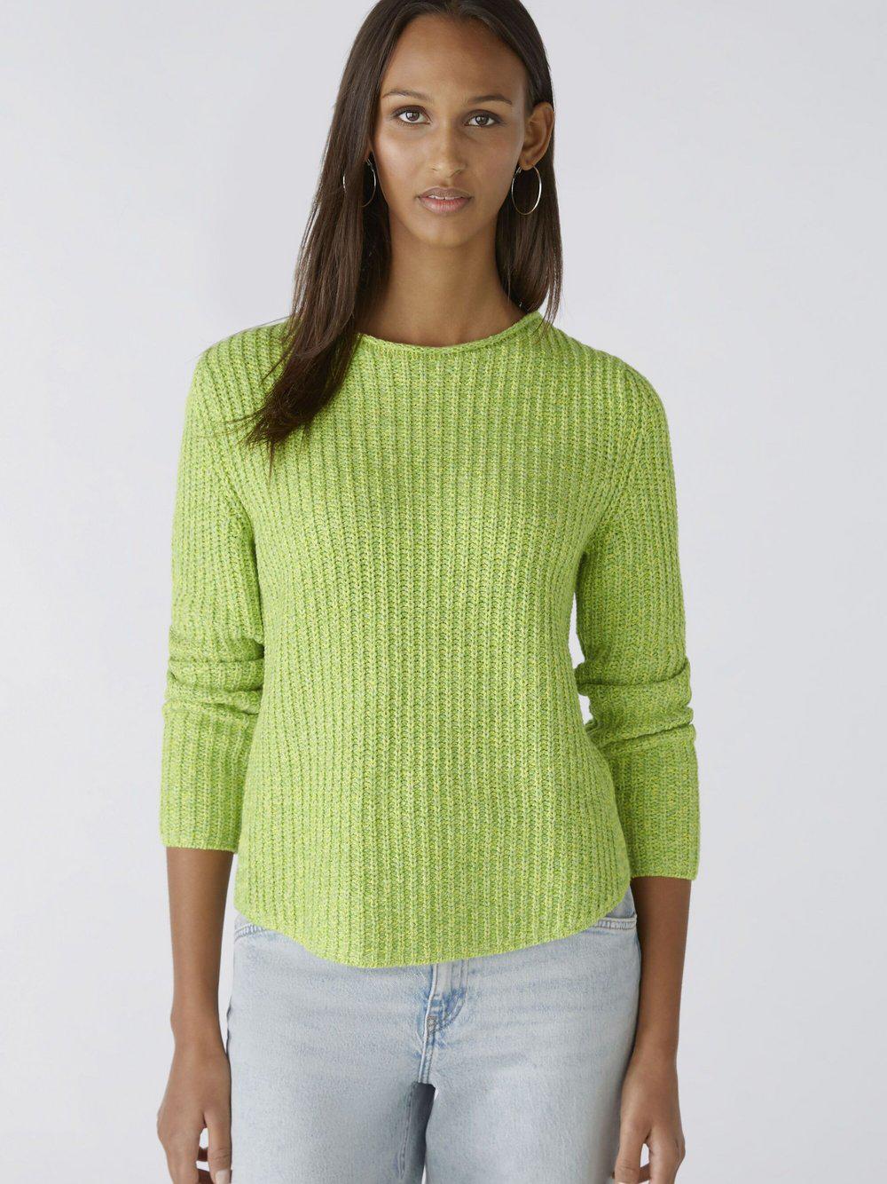 Oui Pullover Damen Baumwolle Rundhals, limone von Oui