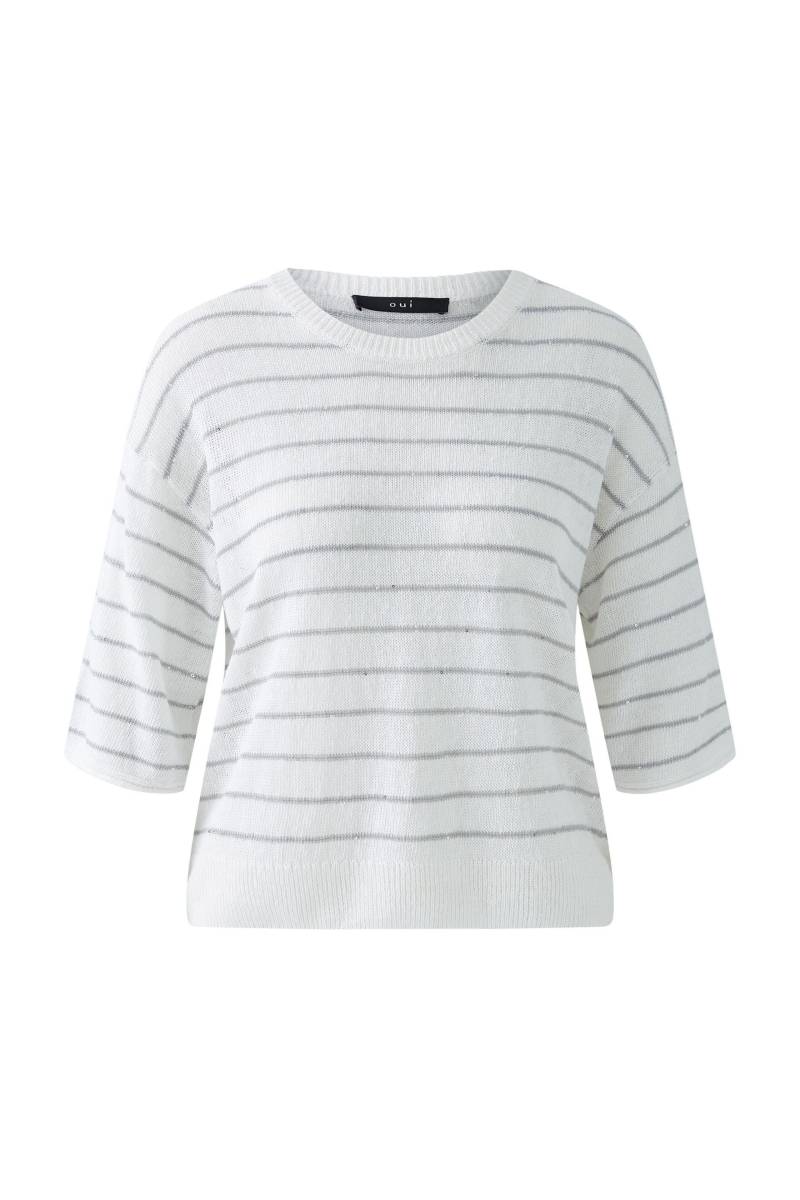 Oui - Pullover Leinen- Viskosemischung white black - Gr. - 36 von Oui