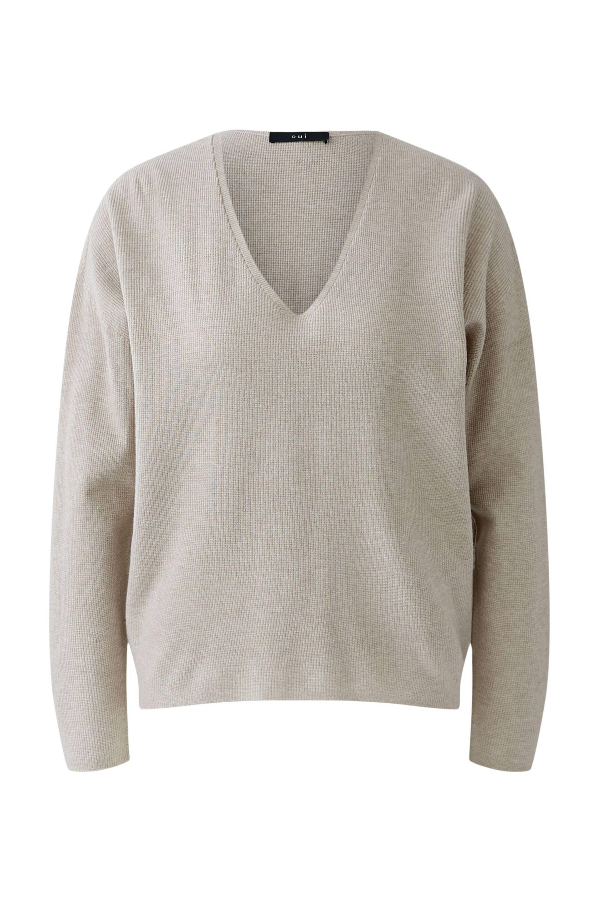 Oui - Pullover Viskosemischung cool taupe - Gr. - 38 von Oui