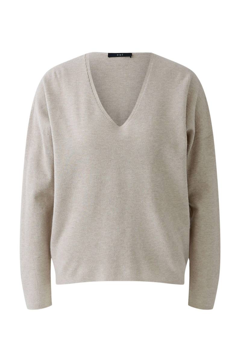 Oui - Pullover Viskosemischung cool taupe - Gr. - 42 von Oui