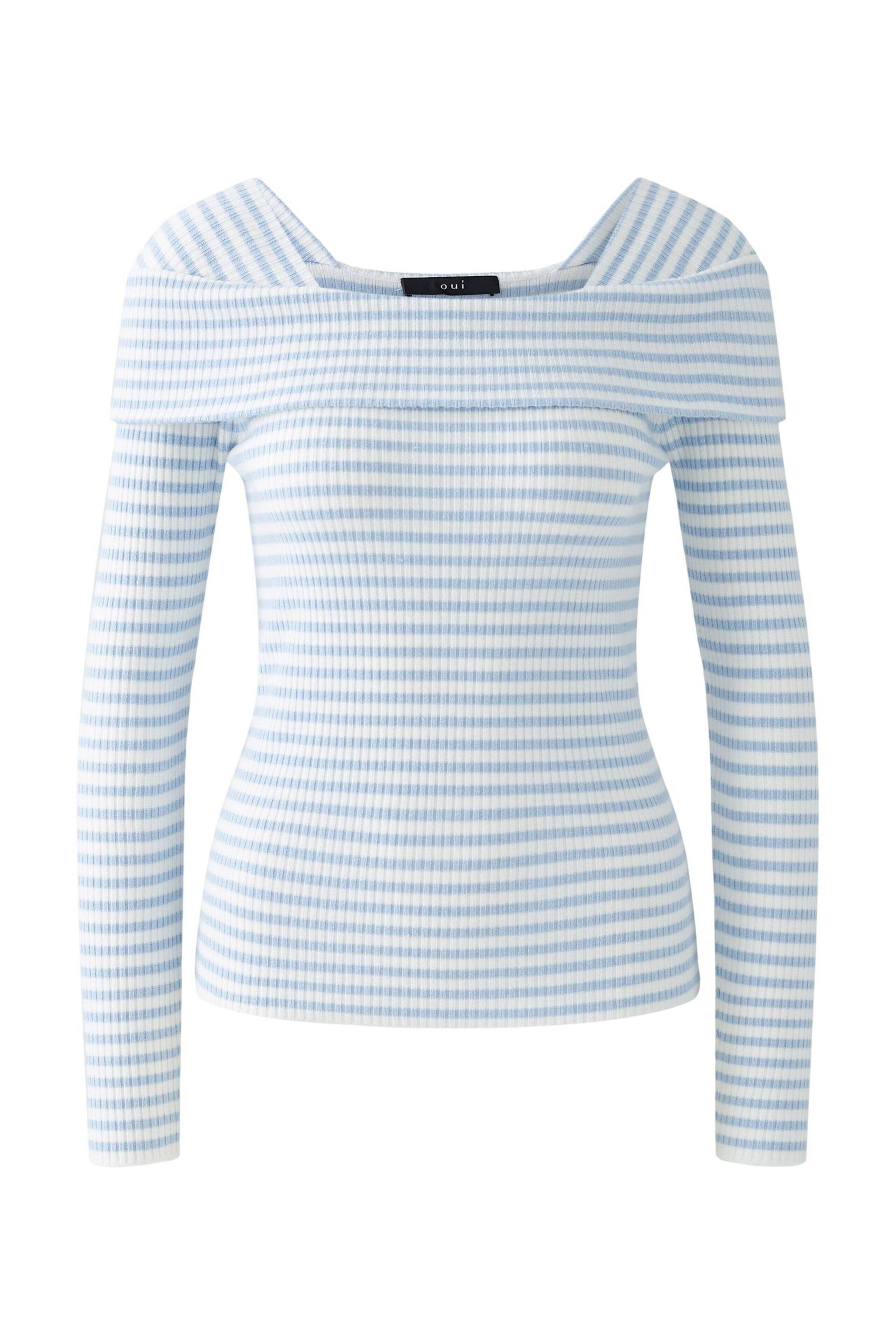 Oui - Pullover Viskosemischung lt blue white - Gr. - 38 von Oui
