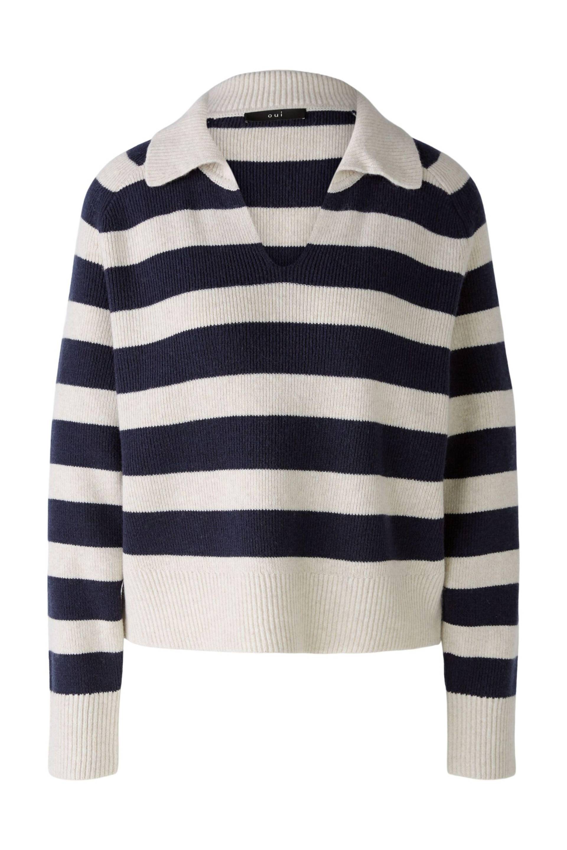 Oui - Pullover Wolle - Modalmischung white blue - Gr. - 34 von Oui
