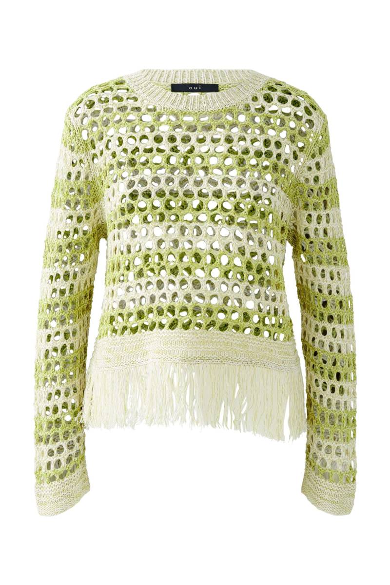 Oui - Pullover in Netzoptik offwhite green - Gr. - 38 von Oui