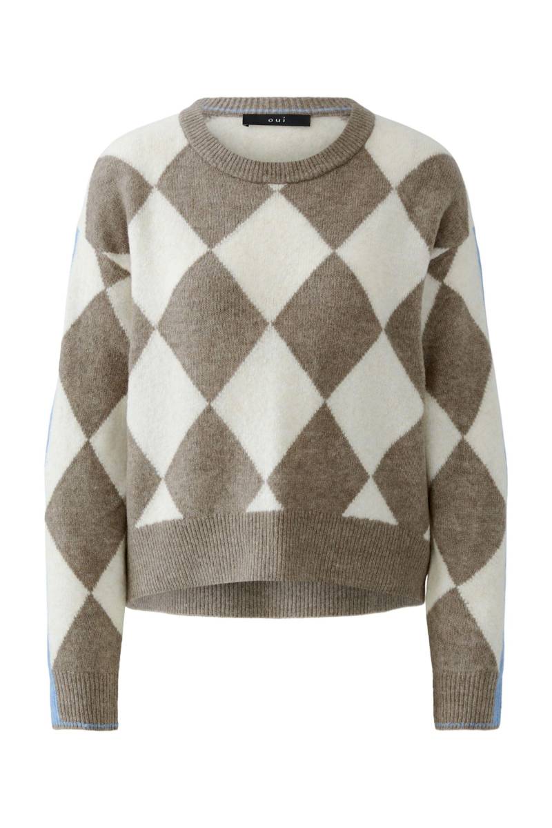 Oui - Pullover khaki white - Gr. - 42 von Oui