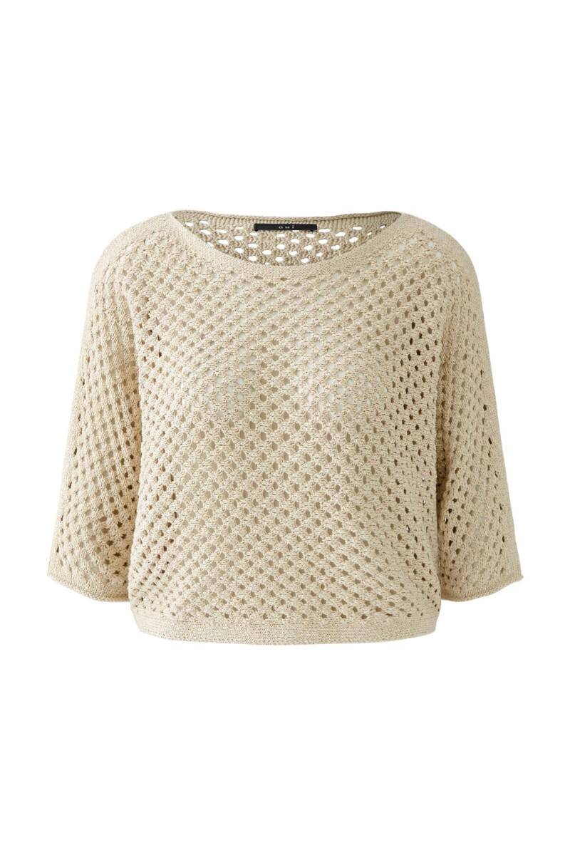 Oui - Pullover mit Glanzgarn beige - Gr. - 34 von Oui