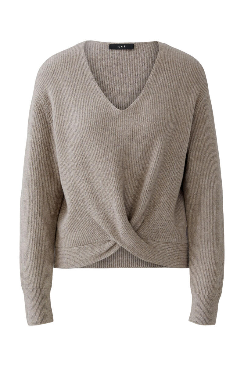 Oui - Pullover mit Knotendetail braun - Gr. - 42 von Oui