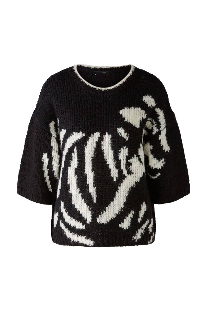 Oui - Pullover mit Wolle und Mohair black offwhite - Gr. - 38 von Oui