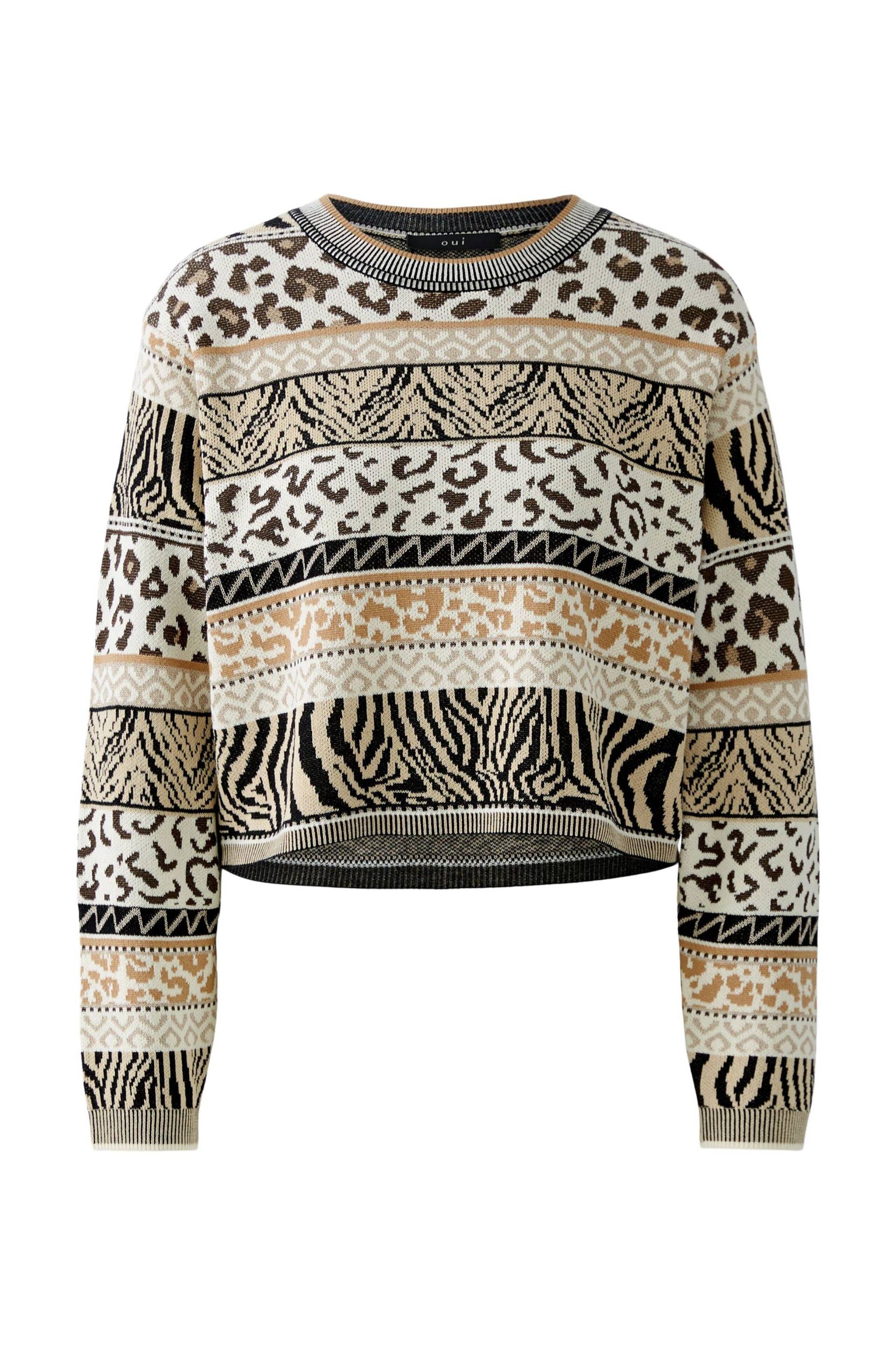 Oui - Pullover offwhite black - Gr. - 42 von Oui