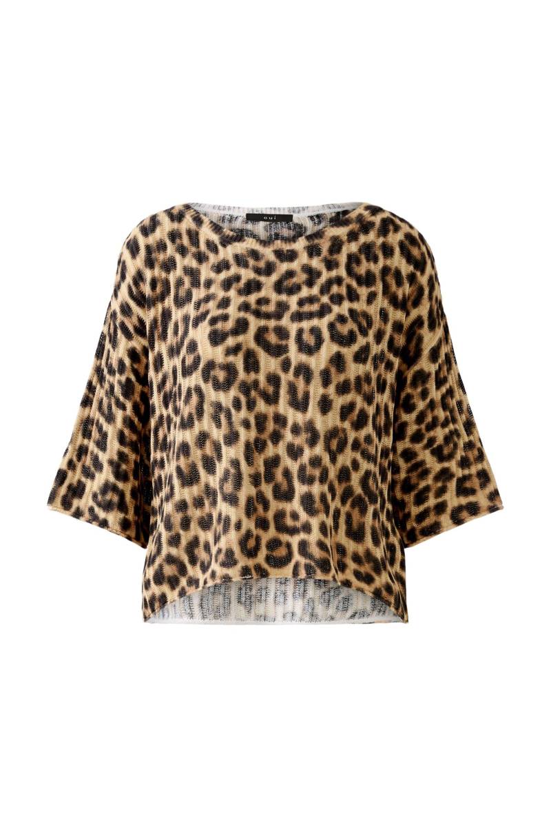 Oui - Pullover reine Baumwolle lt brown black - Gr. - 44 von Oui