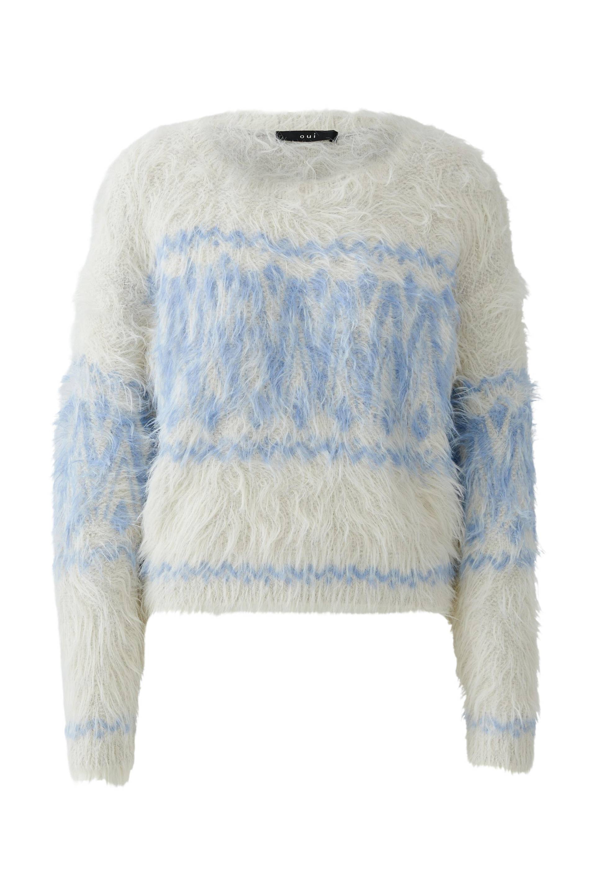 Oui - Pullover white blue - Gr. - 40 von Oui