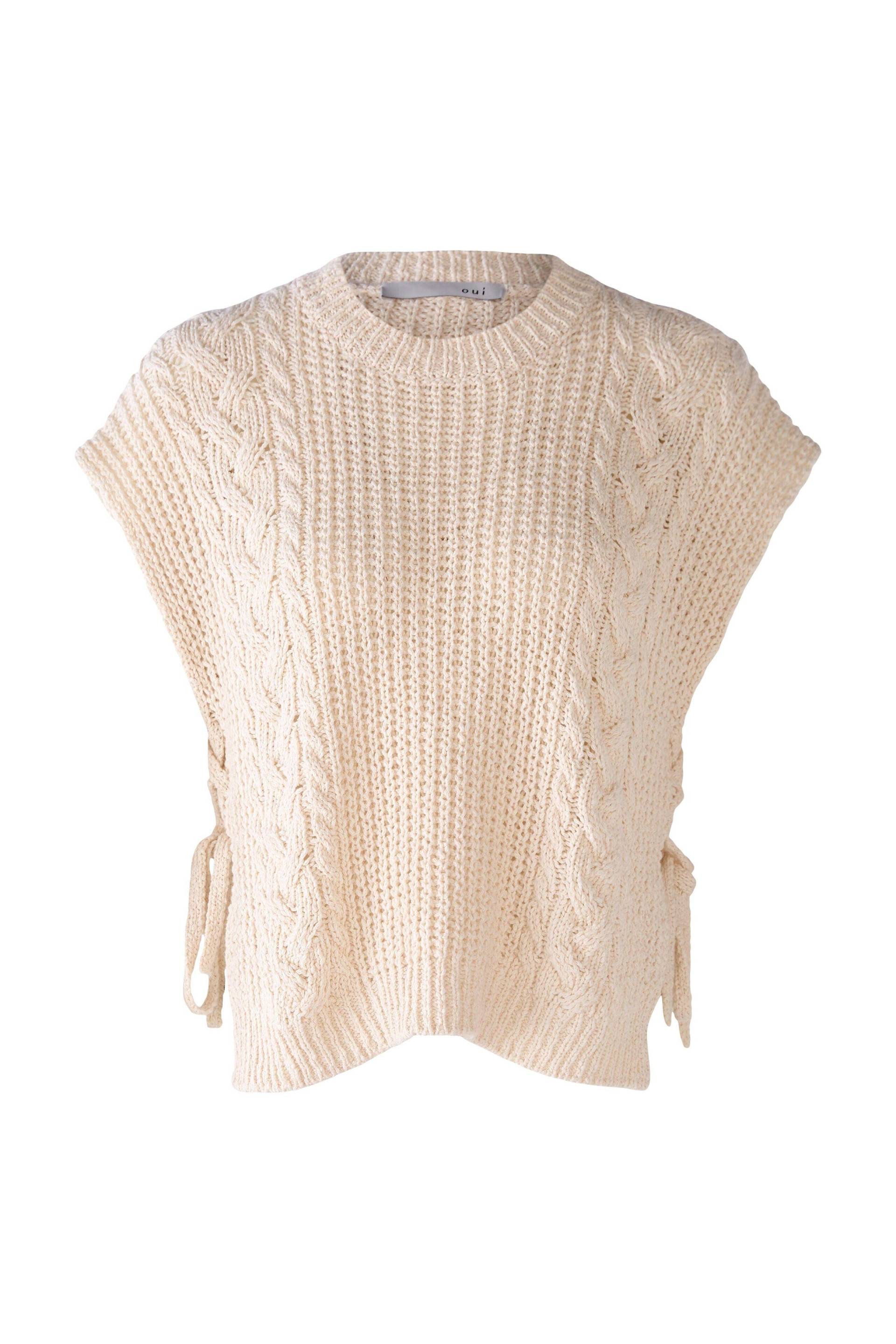 Oui - Pullunder mit Zopfmuster eggnog - Gr. - 42 von Oui