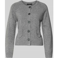 Oui Regular Fit Jacke aus Woll-Mix in Strick-Optik in Hellgrau Melange, Größe 34 von Oui
