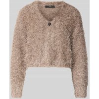 Oui Regular Fit Jacke mit Viskose-Anteil in Strick-Optik in Taupe, Größe 46 von Oui